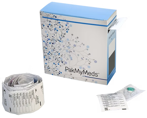 RapidPak pouches with medications sorted by time of day